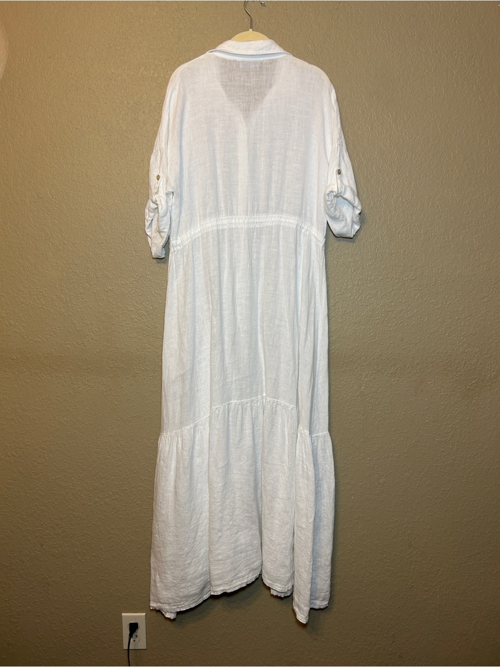 Tina Stephens White Linen Button-Front Maxi Dress Size OS - Picture 2 of 4